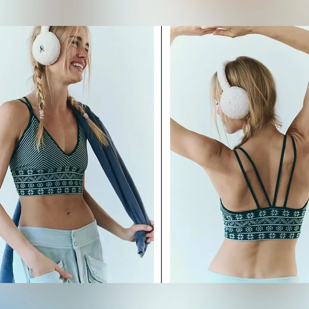 Free People FP Movement Alpine Jacquard Snow Winter Sports Bra Tank Top‎ Cropped - Picture 3 of 4